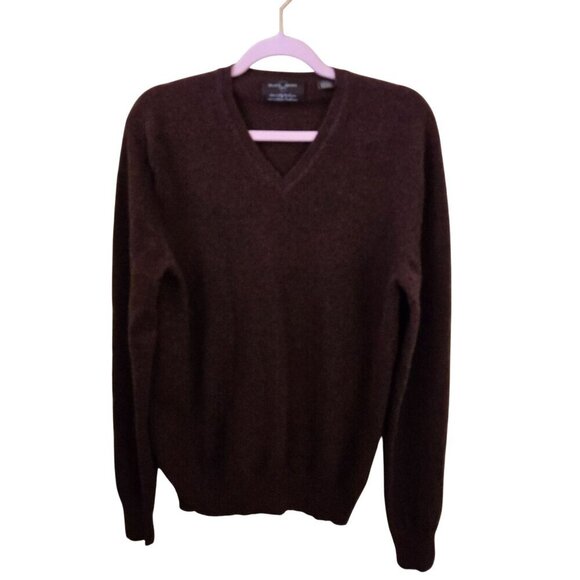 Black Brown 1826 100% Cashmere V Neck Sweater Dark Burgundy Size M - Picture 1 of 5